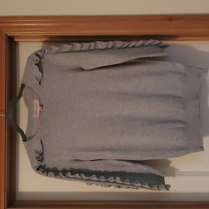 3/4 grey ruffle sleeve sweater